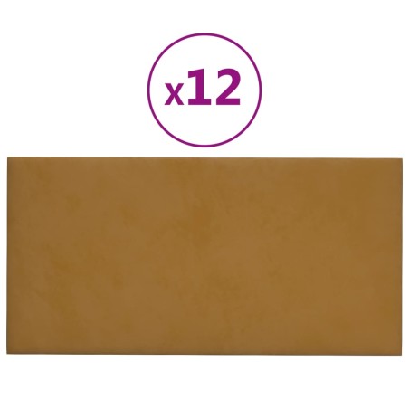 vidaXL Paneles de pared 12 uds terciopelo marrón 60x30 cm 2,16 m²