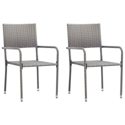 vidaXL Sillas de jardín 2 unidades ratán sintético gris