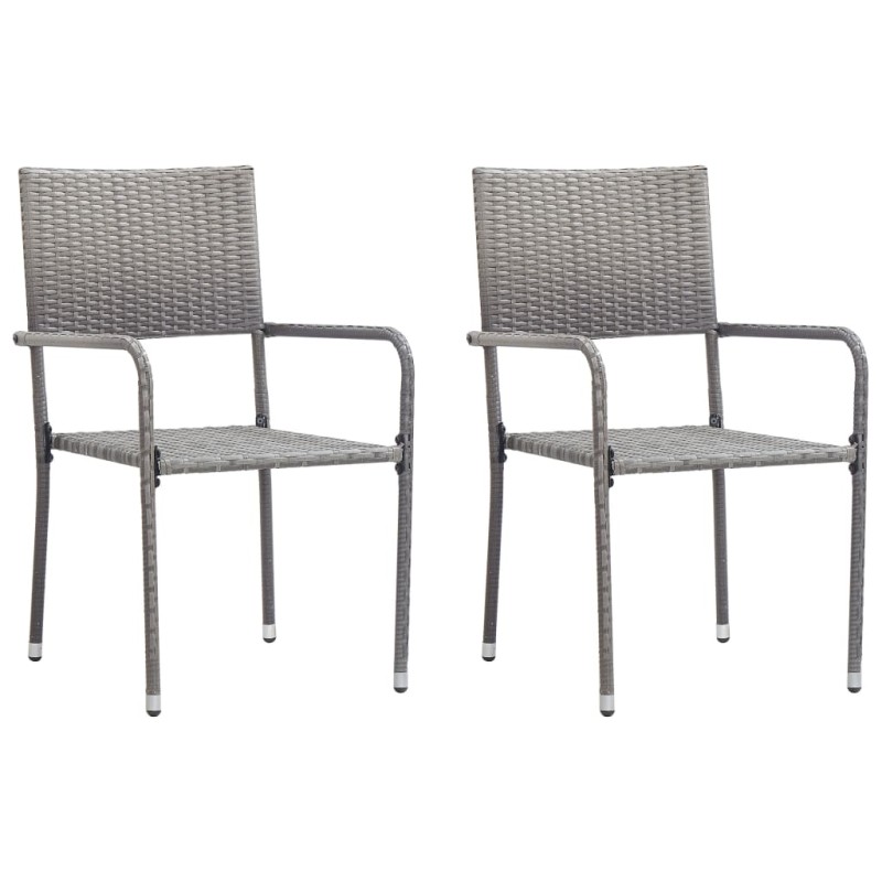 vidaXL Sillas de jardín 2 unidades ratán sintético gris vidaXL Sillas de jardín 2 unidades ratán sintético gris
