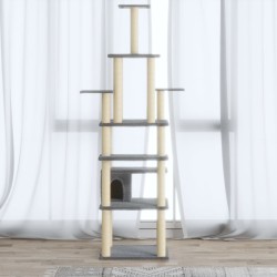 vidaXL Rascador para gatos con postes de sisal gris claro 183 cm