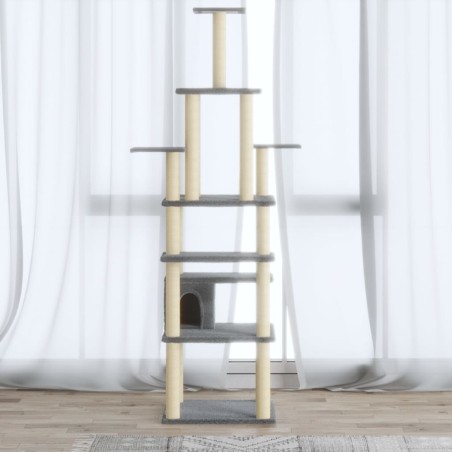 vidaXL Rascador para gatos con postes de sisal gris claro 183 cm