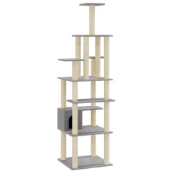 vidaXL Rascador para gatos con postes de sisal gris claro 183 cm