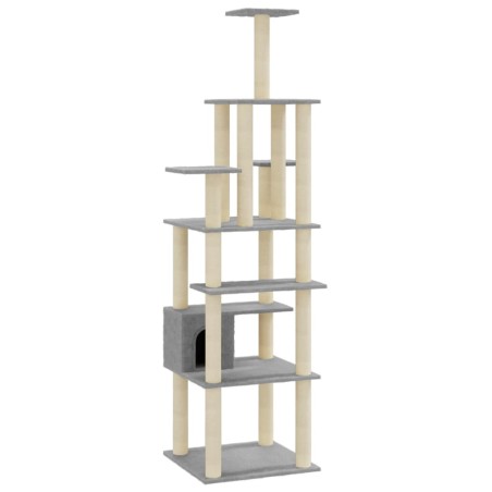 vidaXL Rascador para gatos con postes de sisal gris claro 183 cm