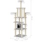 vidaXL Rascador para gatos con postes de sisal gris claro 183 cm