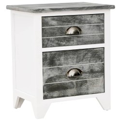 vidaXL Mesita de noche madera de Paulownia gris y blanca 38x28x45 cm 