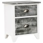vidaXL Mesita de noche madera de Paulownia gris y blanca 38x28x45 cm vidaXL Mesita de noche madera de Paulownia gris y blanca 38x28x45 cm