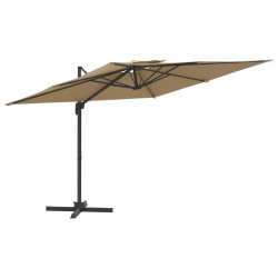 vidaXL Sombrilla colgante de doble techo gris taupe 400x300 cm