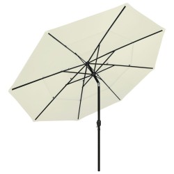 vidaXL Sombrilla de 3 niveles con poste de aluminio arena 3,5 m