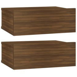 vidaXL Mesita de noche flotante 2 uds madera roble marrón 40x30x15cm
