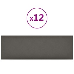 vidaXL Paneles de pared 12 uds cuero sintético gris 90x30 cm 3,24 m²