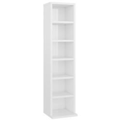 vidaXL Estantería de CDs madera contrachapada blanco brillo 21x20x88cm
