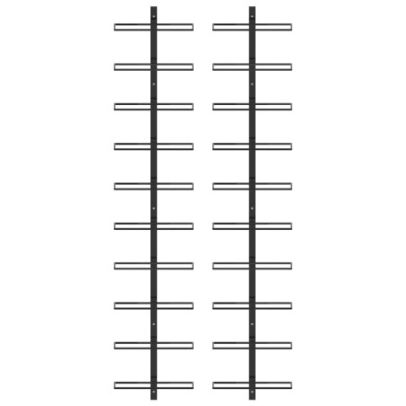 vidaXL Botelleros de pared para 20 botellas 2 unidades metal negro