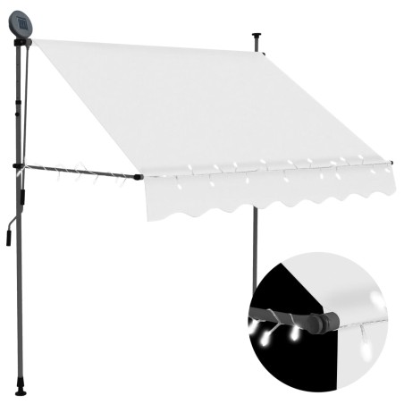vidaXL Toldo manual retráctil con LED crema 200 cm
