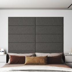 vidaXL Paneles de pared 12 uds tela gris oscuro 90x30 cm 3,24 m²