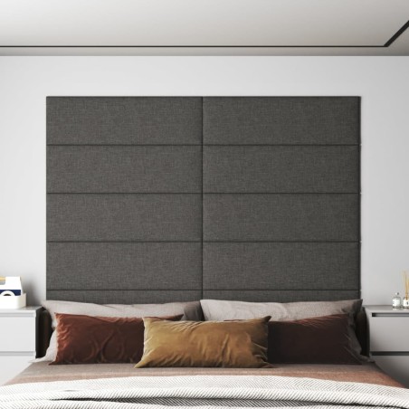 vidaXL Paneles de pared 12 uds tela gris oscuro 90x30 cm 3,24 m²