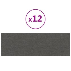vidaXL Paneles de pared 12 uds tela gris oscuro 90x30 cm 3,24 m²