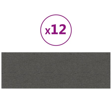 vidaXL Paneles de pared 12 uds tela gris oscuro 90x30 cm 3,24 m²