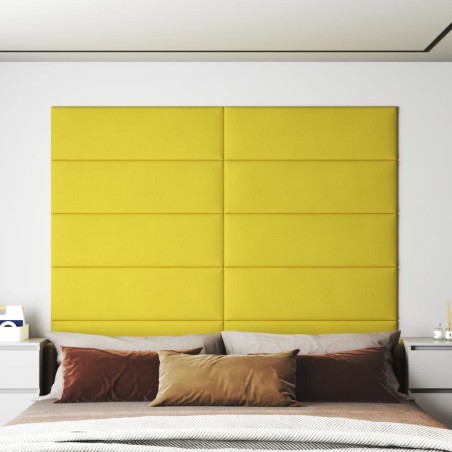 vidaXL Paneles de pared 12 uds tela amarillo claro 90x30 cm 3,24 m²