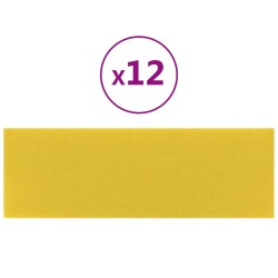vidaXL Paneles de pared 12 uds tela amarillo claro 90x30 cm 3,24 m²