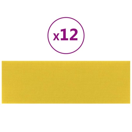 vidaXL Paneles de pared 12 uds tela amarillo claro 90x30 cm 3,24 m²