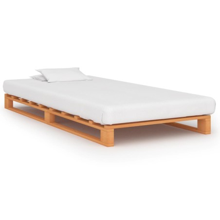 vidaXL Estructura de cama de palés madera maciza pino marrón 100x200cm