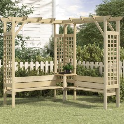 vidaXL Pérgola de esquina con banco de madera de pino impregnada
