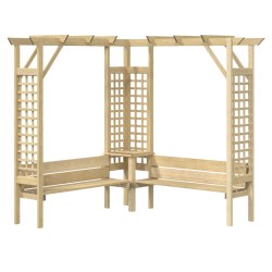 vidaXL Pérgola de esquina con banco de madera de pino impregnada