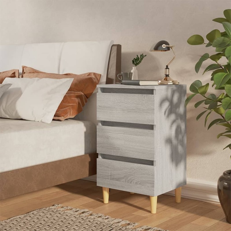 vidaXL Mesita de noche con patas madera maciza gris Sonoma 40x35x69 cm vidaXL Mesita de noche con patas madera maciza gris Sonoma 40x35x69 cm
