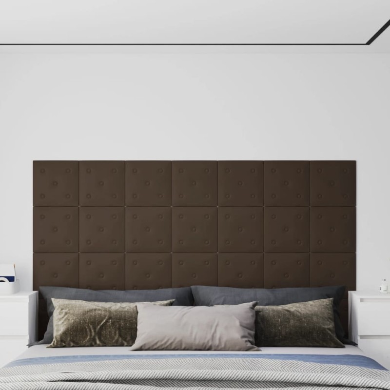 vidaXL Paneles de pared 12 uds cuero sintético marrón 30x30 cm 1,08 m² vidaXL Paneles de pared 12 uds cuero sintético marrón 30x30 cm 1,08 m²