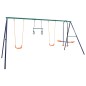 vidaXL Juego de columpios con aros de gimnasia y 4 asientos acero vidaXL Juego de columpios con aros de gimnasia y 4 asientos acero