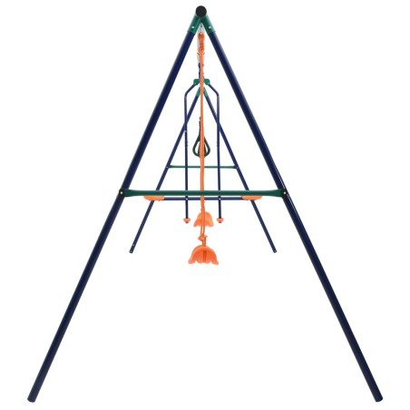 vidaXL Juego de columpios con aros de gimnasia y 4 asientos acero
