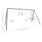 vidaXL Juego de columpios con aros de gimnasia y 4 asientos acero vidaXL Juego de columpios con aros de gimnasia y 4 asientos acero