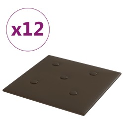 vidaXL Paneles de pared 12 uds cuero sintético marrón 30x30 cm 1,08 m²