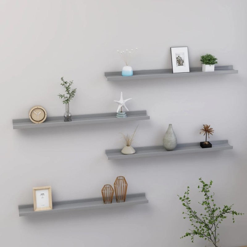 vidaXL Estantes de pared 4 unidades gris 80x9x3 cm vidaXL Estantes de pared 4 unidades gris 80x9x3 cm