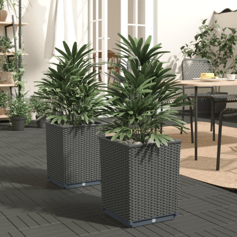 vidaXL Jardineras 2 uds polipropileno negro 30x30x37 cm vidaXL Jardineras 2 uds polipropileno negro 30x30x37 cm