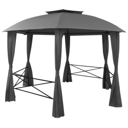 vidaXL Carpa de jardín con cortinas hexagonal 360x265 cm