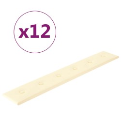 vidaXL Paneles de pared 12 uds cuero sintético crema 90x15 cm 1,62 m²