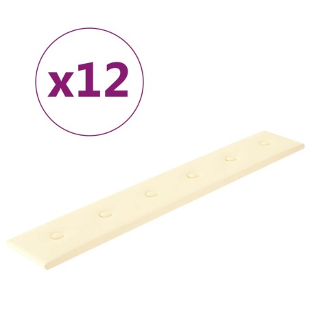 vidaXL Paneles de pared 12 uds cuero sintético crema 90x15 cm 1,62 m²