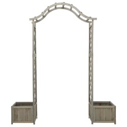 vidaXL Pérgola de jardín con jardinera madera maciza de abeto gris