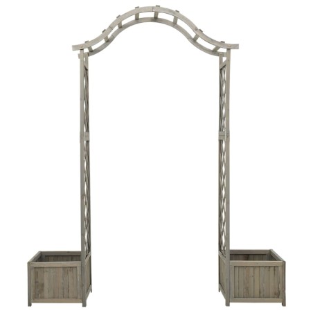 vidaXL Pérgola de jardín con jardinera madera maciza de abeto gris