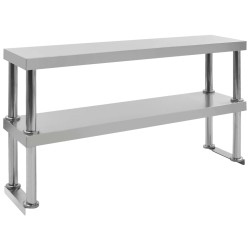 vidaXL Estante mesa de trabajo 2 niveles acero inoxidable 120x30x65 cm