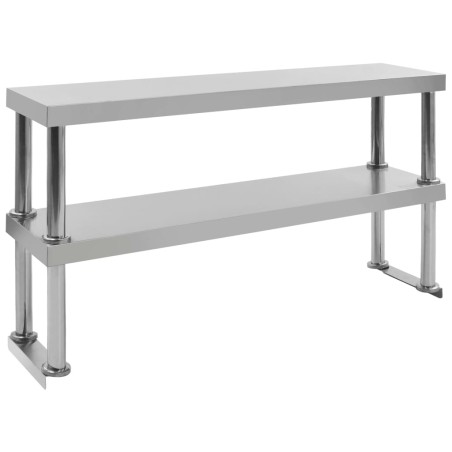 vidaXL Estante mesa de trabajo 2 niveles acero inoxidable 120x30x65 cm
