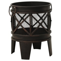 vidaXL Brasero rústico con atizador acero Φ42x54 cm