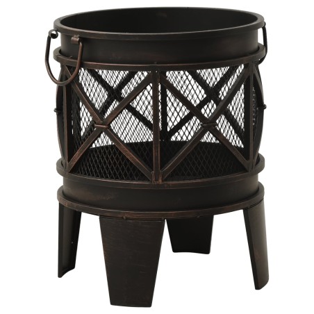 vidaXL Brasero rústico con atizador acero Φ42x54 cm