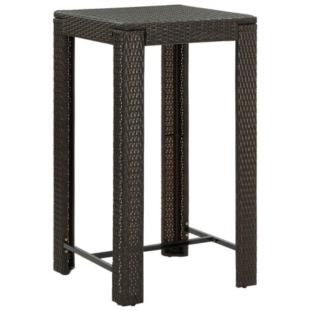 vidaXL Mesa alta para jardín ratán sintético marrón 60,5x60,5x110,5 cm