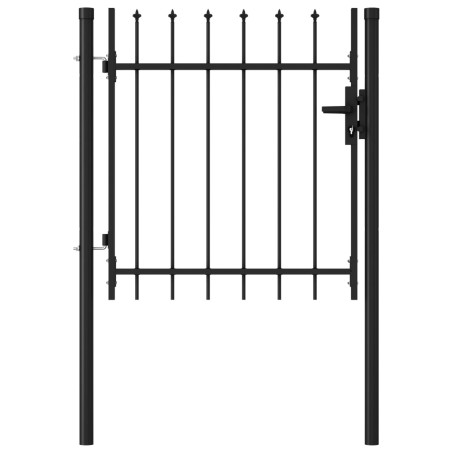 vidaXL Cancela de valla con una puerta y puntas acero negro 1x1 m