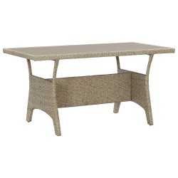 vidaXL Mesa de jardín de ratán sintético gris 130x70x66 cm 