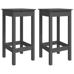 vidaXL Taburetes altos 2 uds madera maciza de pino gris 40x40x78 cm
