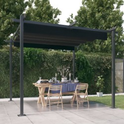 vidaXL Cenador de jardín con techo retráctil gris antracita 3x3 m