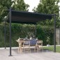 vidaXL Cenador de jardín con techo retráctil gris antracita 3x3 m